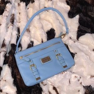 Blue handbag with strap